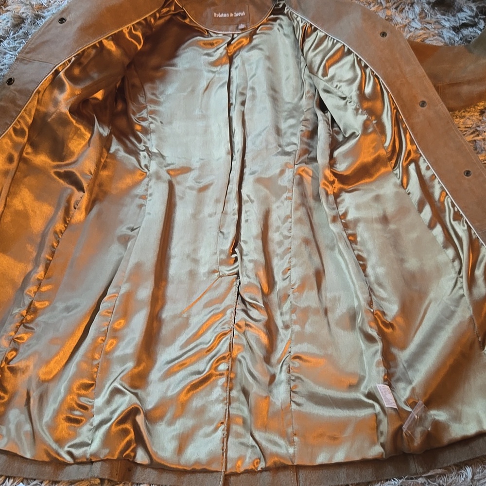 Vintage Y2K Tan Suede Button-Front Coat - Picture 14 of 16
